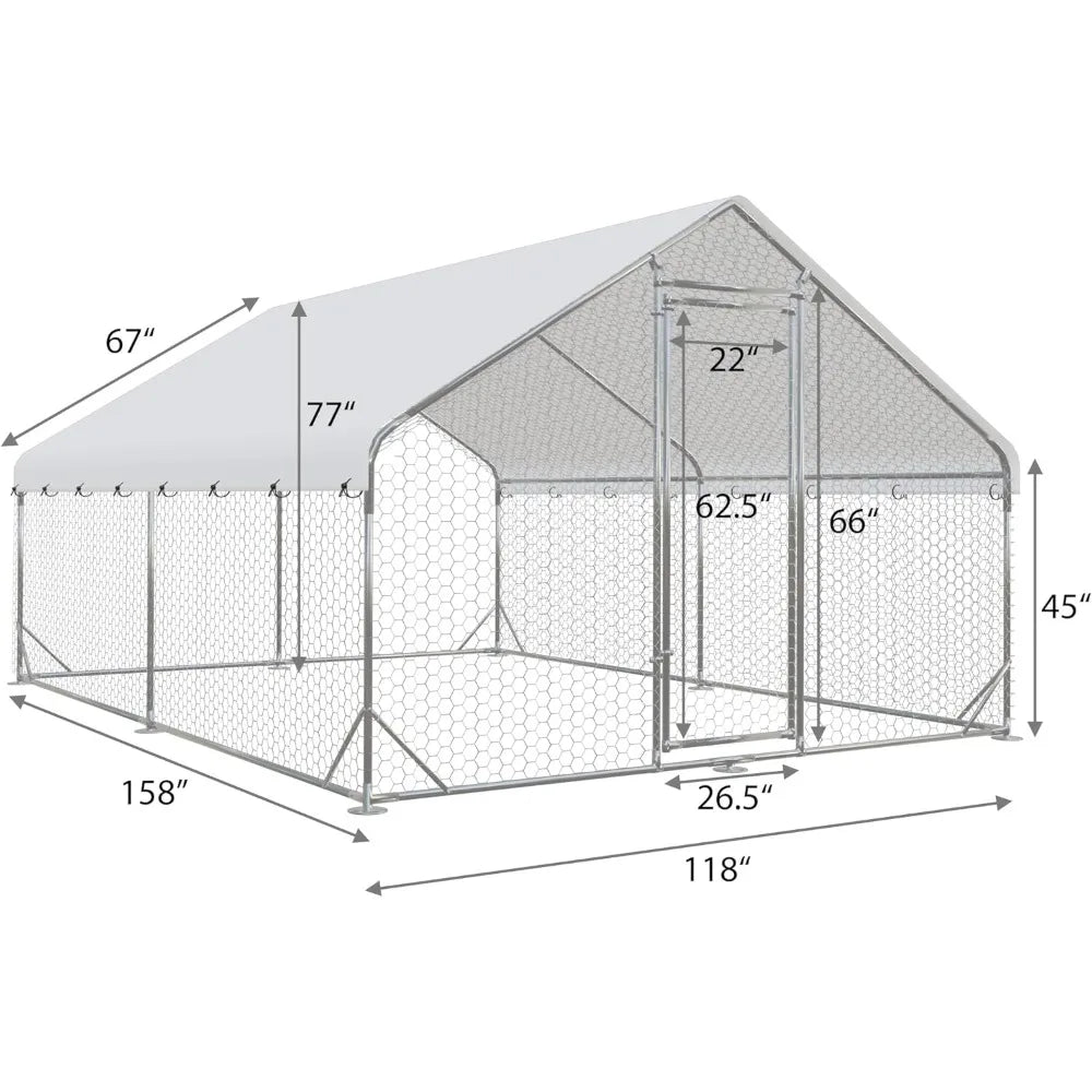 MKDK Outdoor Walkin Poultry Coop Run For Backyard Chickens
