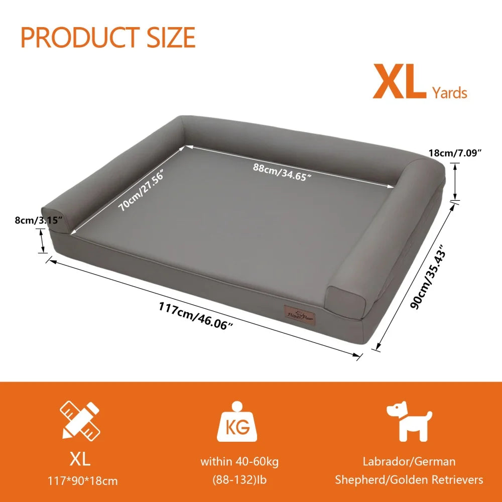 Borwartcn Orthopedic Dog Bed With Bolster Microfiber Leather