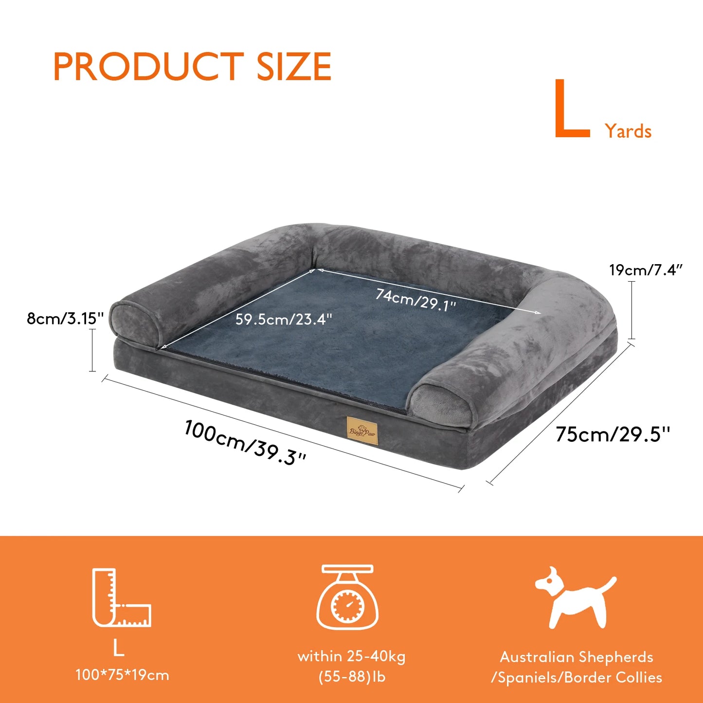 BINGOPAWCN Orthopedic Dog Bed With Removable Cover