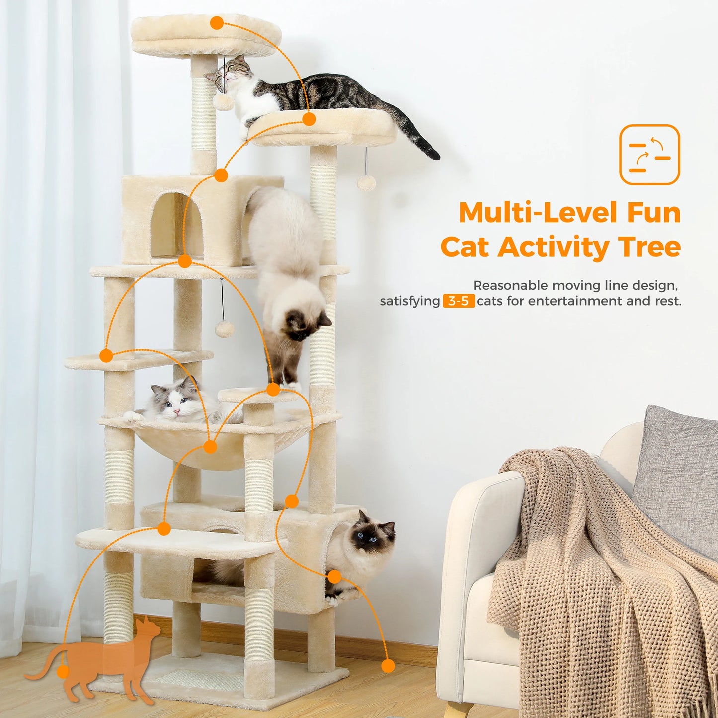 PAWZ Road Large Cat Tree And Tower For Cats Sisal Posts