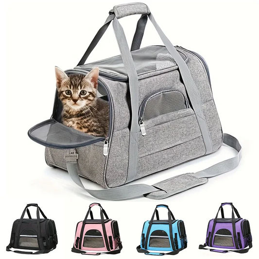 Portable Cat Bags Soft-Sided Pet Carrying Four-Sided Breathable Carrier Bags with Fur Pad Cats Handbag Travel Bag Transport Bag