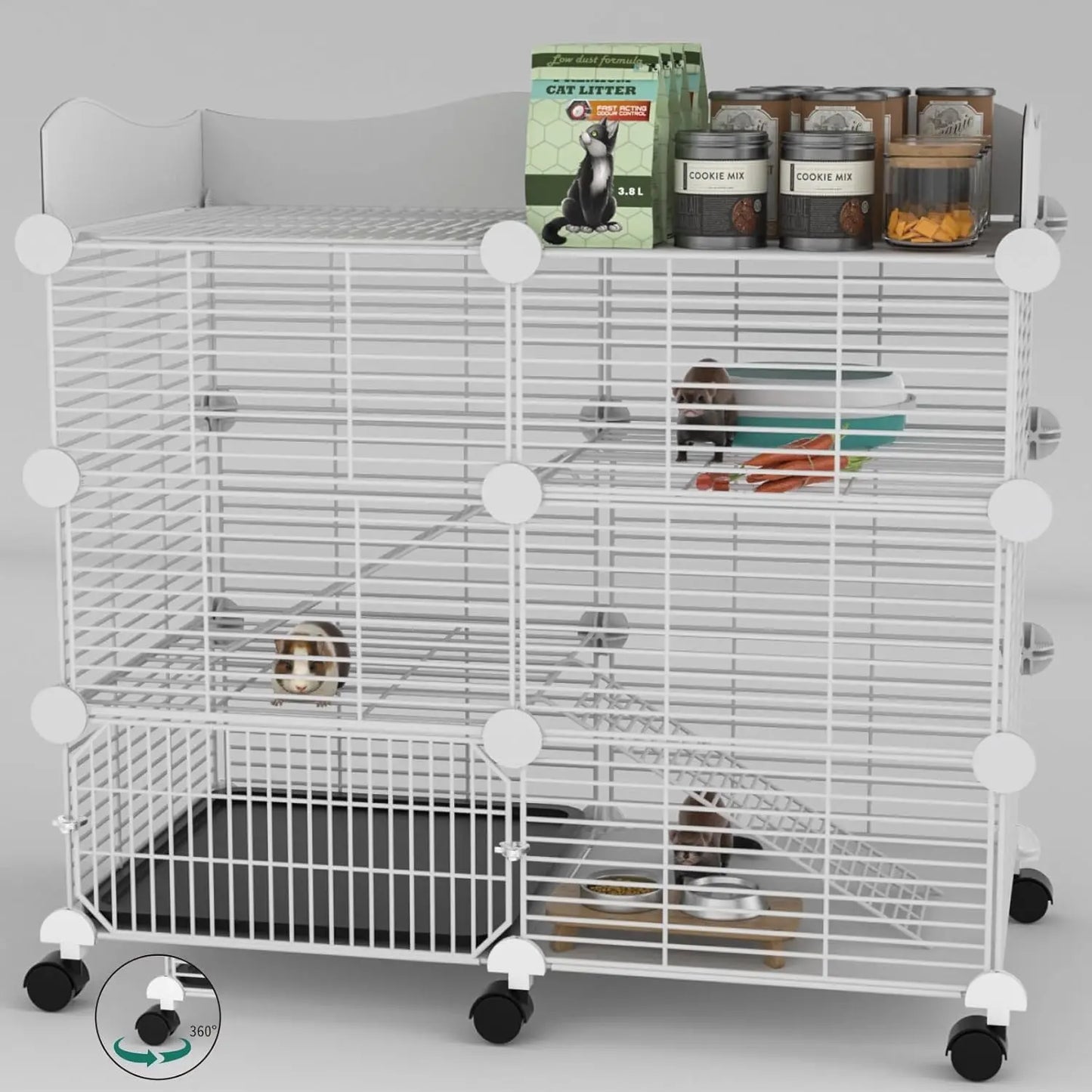 Hign Concerned Guinea Pig Cages Indoor On Wheels 3 Tier Cage