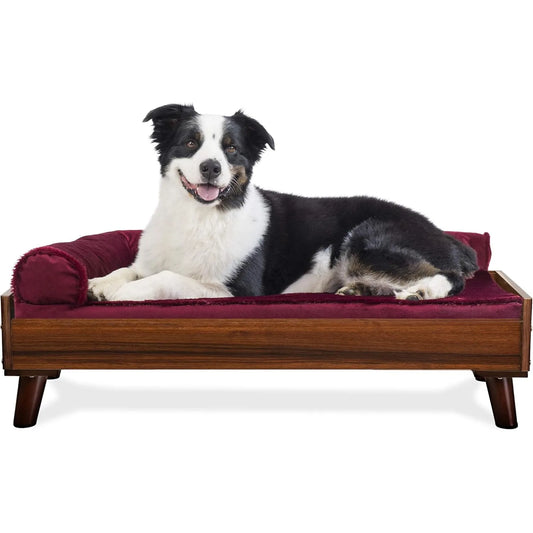 ZUIJI Elevated Dog Bed Frame Mid Century Modern Walnut