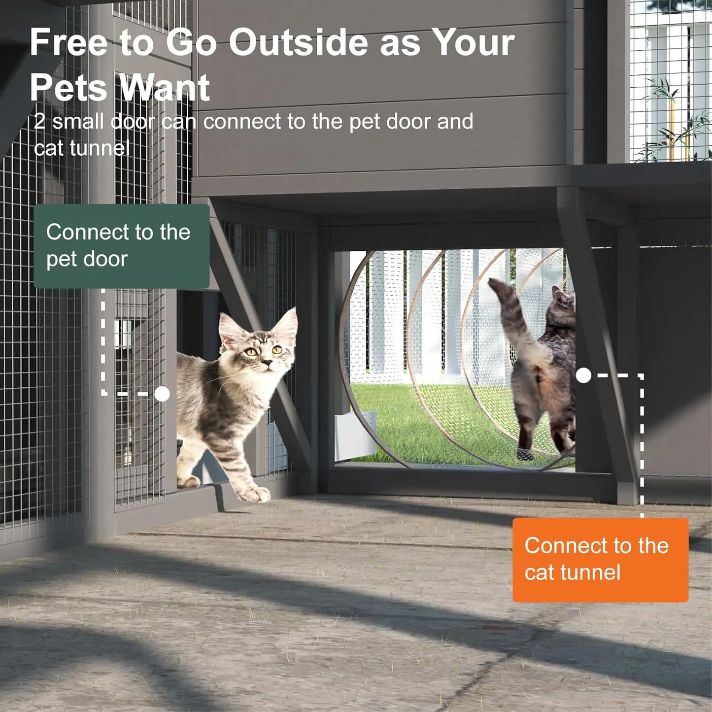 XMSJ Outdoor Cat Enclosure Large Walk In Cage With Roof