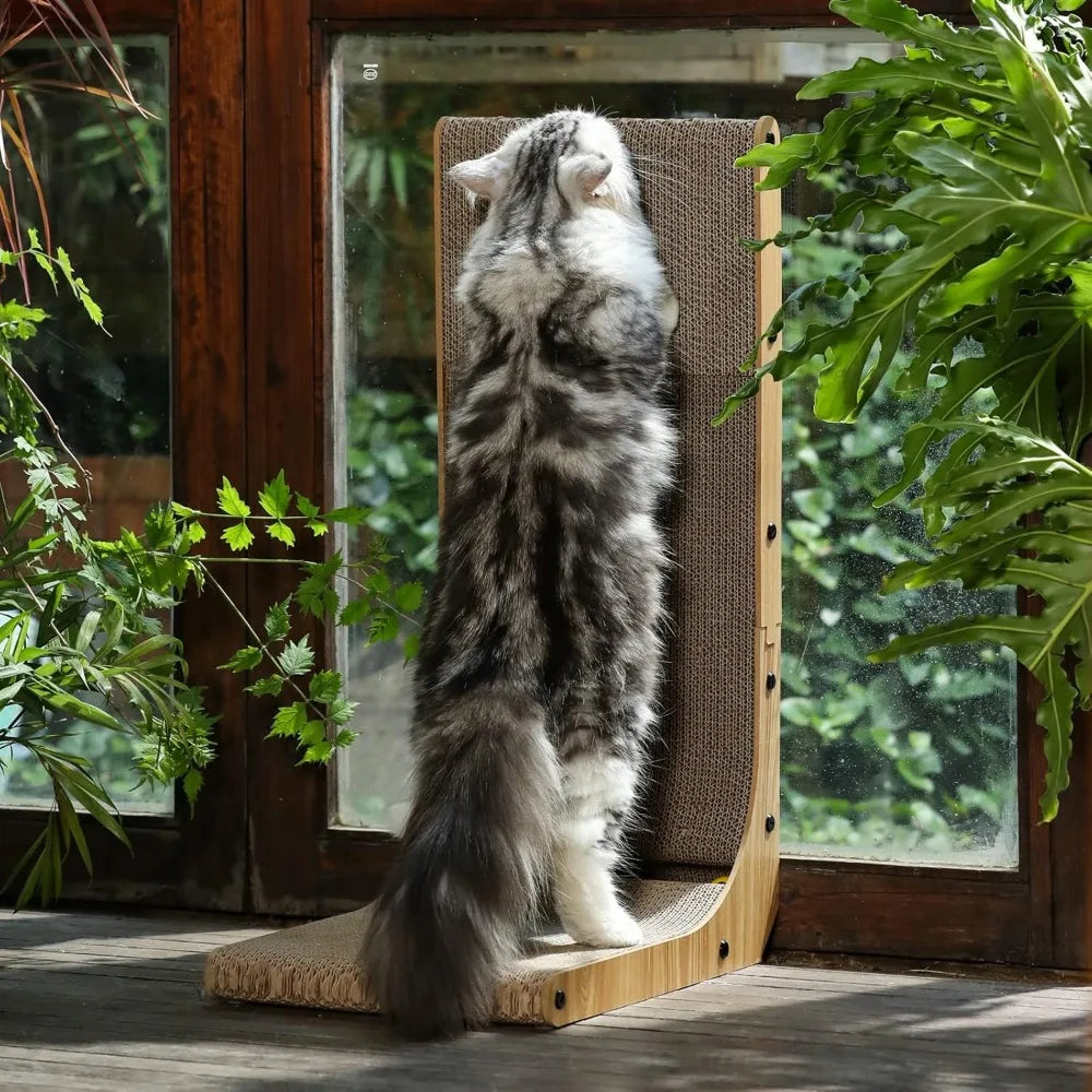 Fukumaru Cat Scratch Pad L Shape Wall Mounted Cardboard Toy