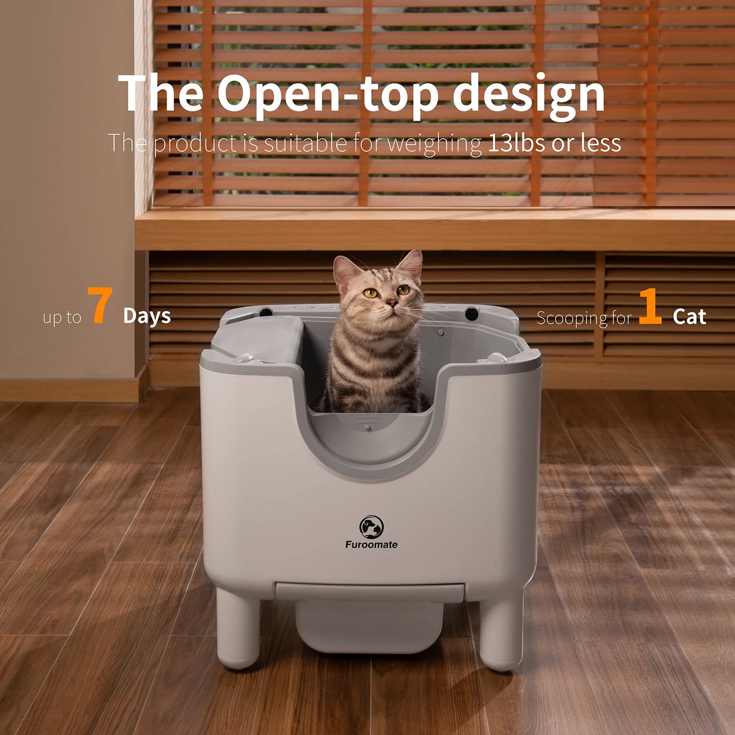 Furoomate F6 Self Cleaning Litter Box Open Top Automatic