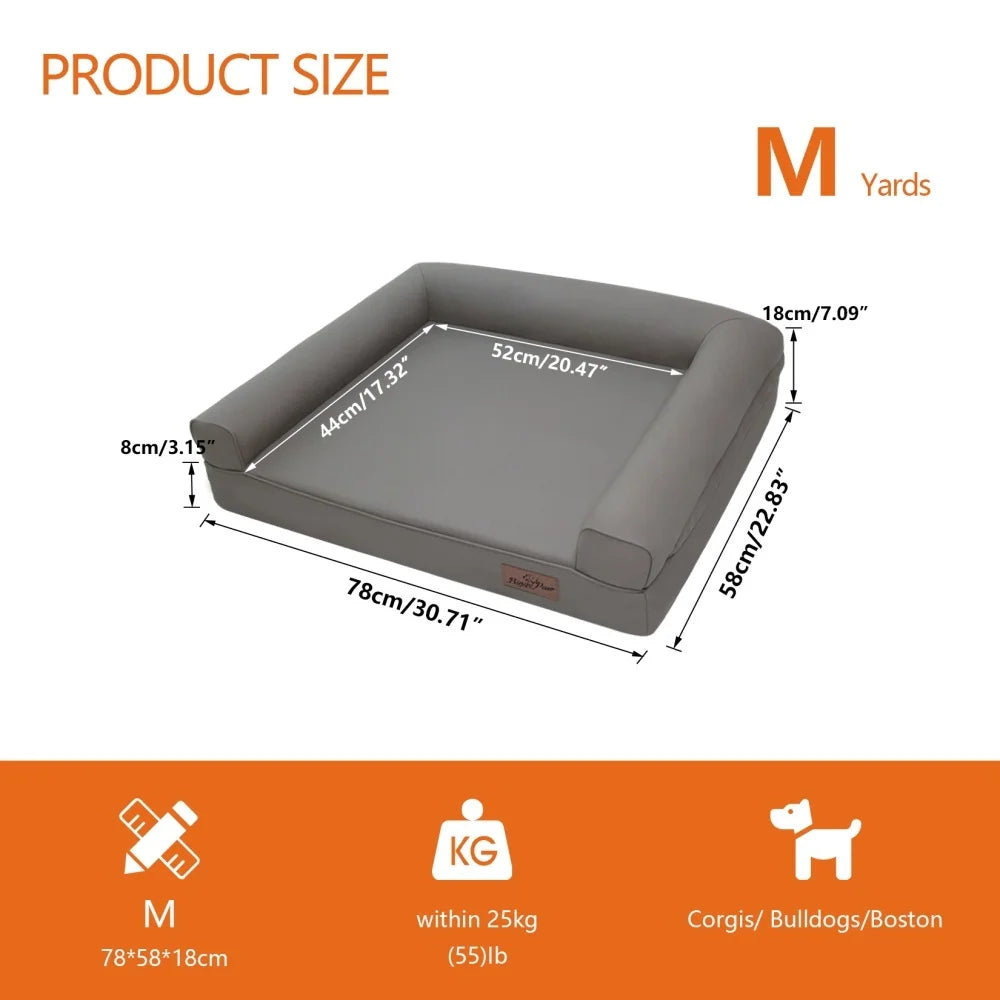 BORWARTCN Orthopedic Dog Bed Bolster With Removable Cover