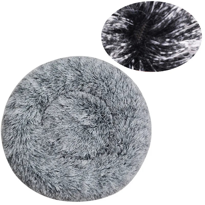 Winter Warm Round Plush Pet Bed For Dogs And Felines