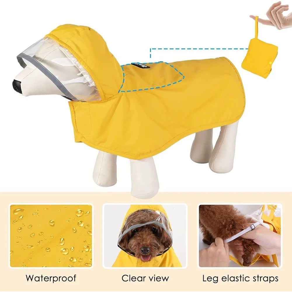 High Concerned Dog Raincoat Adjustable Hood Reflective