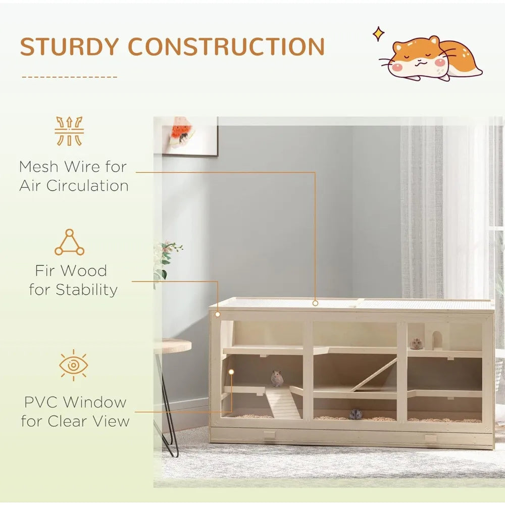 Hign-concerned Chemical Wooden Hamster Cage 3 Layer