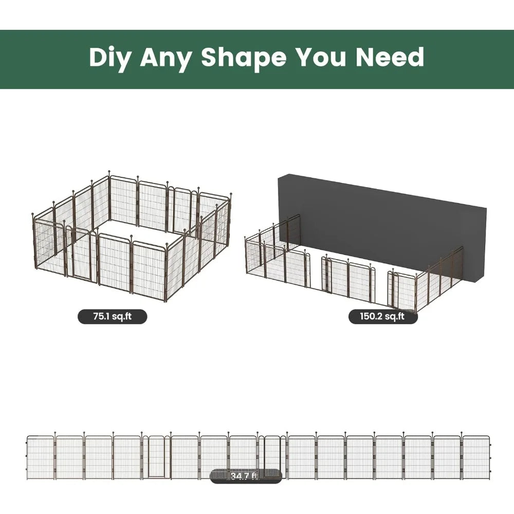 MKDKH Dog Playpen 16 Panel Indoor Outdoor Exercise Yard