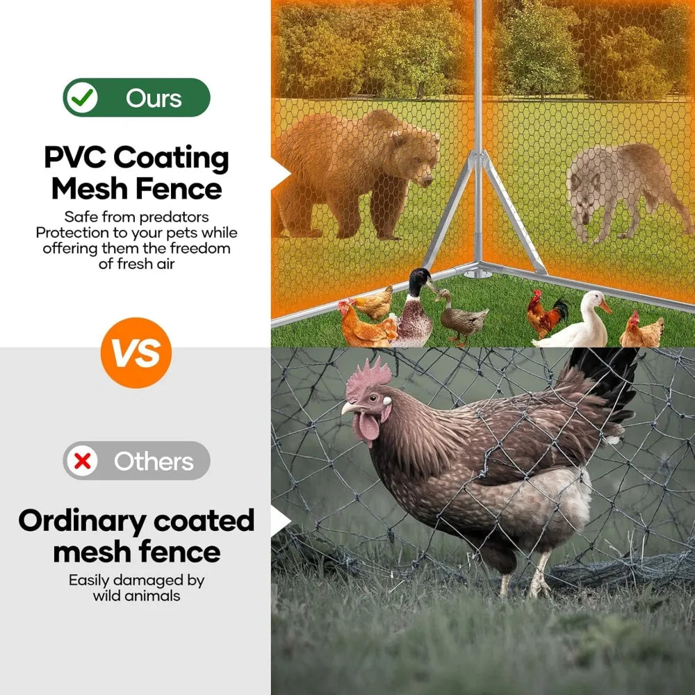 Heavy Duty Metal Chicken Coop With Cover For Yard Run