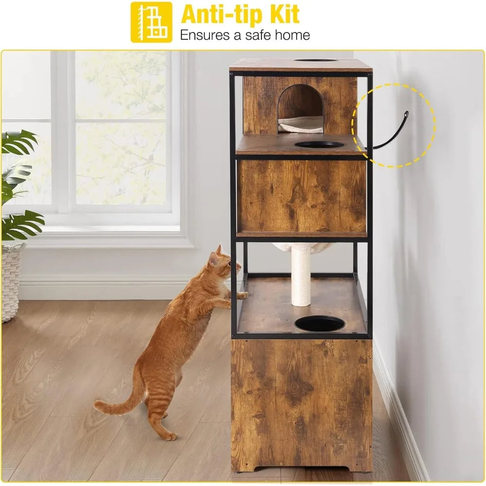 ZHIYONG Cat Furniture Enclosure With Hidden Litter Box
