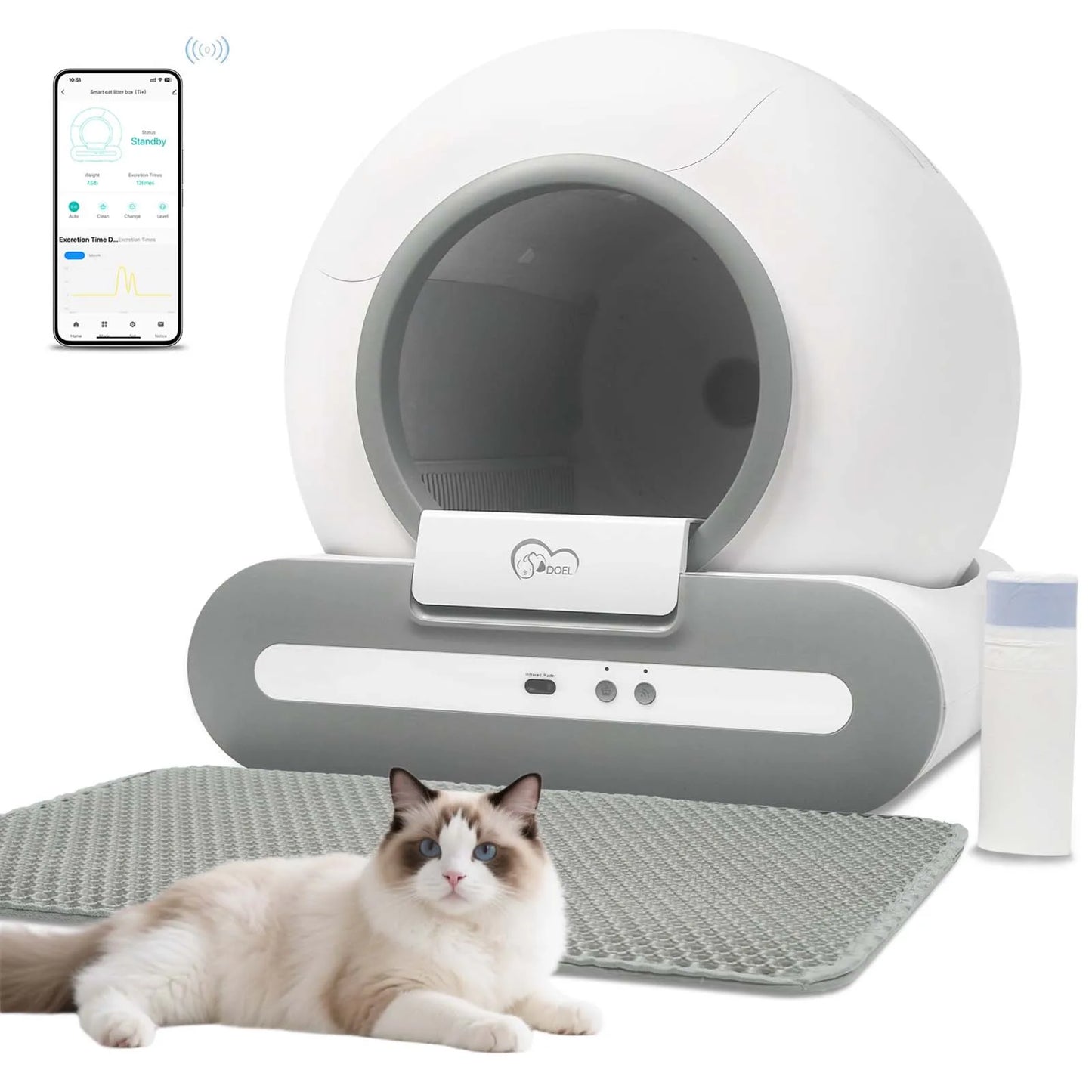 DOEL Self Cleaning Cat Litter Box App Control 2 4G WiFi