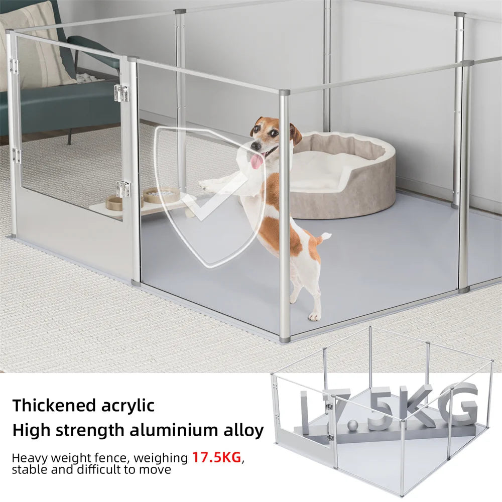 BORWARTH Dog Playpen Acrylic Enclosure With Waterproof Pad