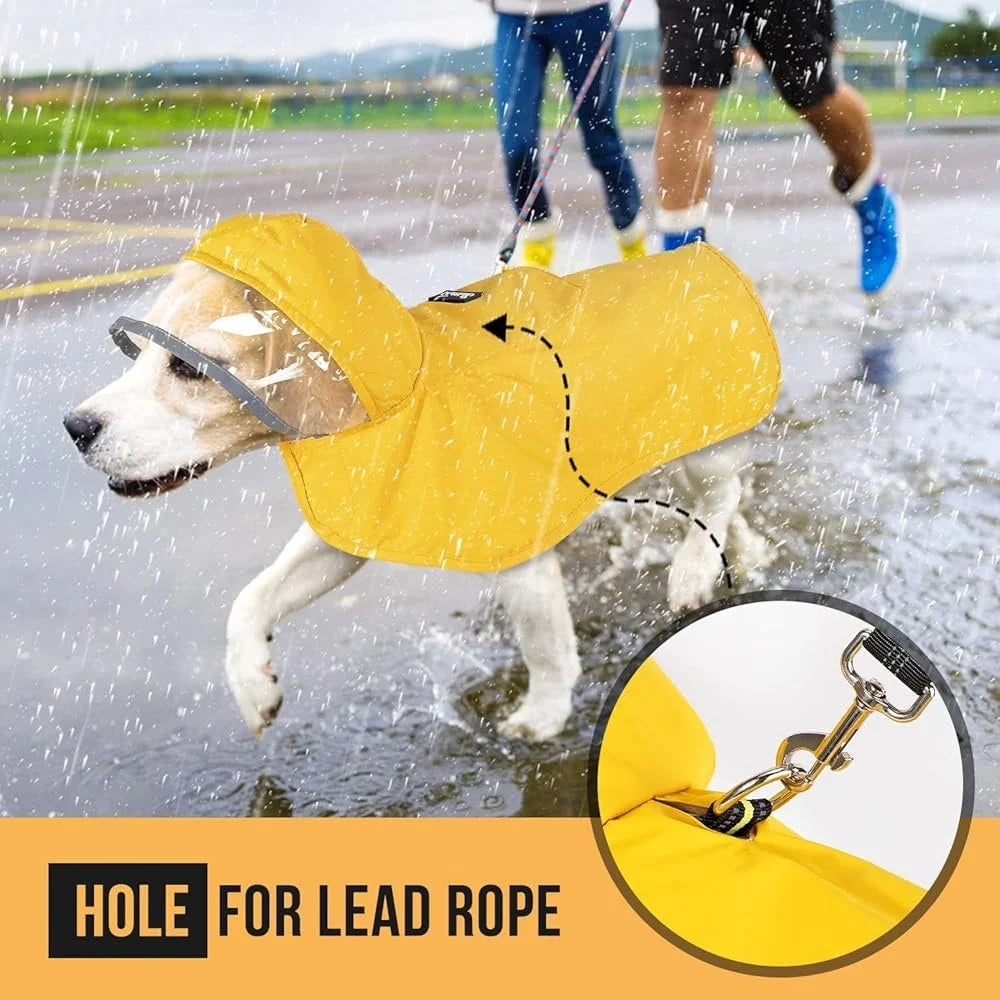 High Concerned Dog Raincoat Adjustable Hood Reflective