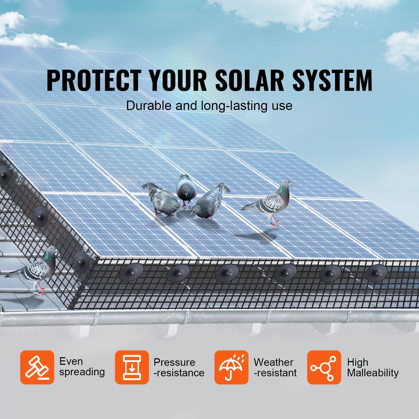 SucceBuy Solar Bird Guard Roll Kit Stainless Steel Mesh