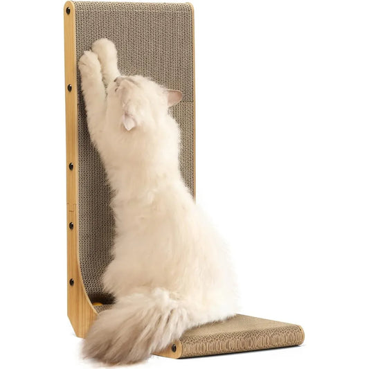 Fukumaru Cat Scratch Pad L Shape Wall Mounted Cardboard Toy