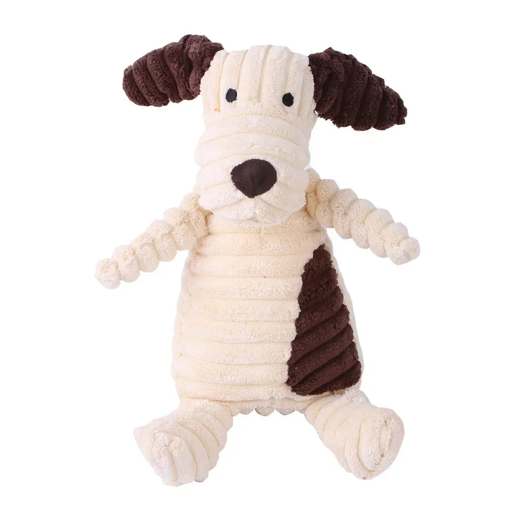 Corduroy Plush Dog Toy Bite Resistant Squeaky For All Dogs