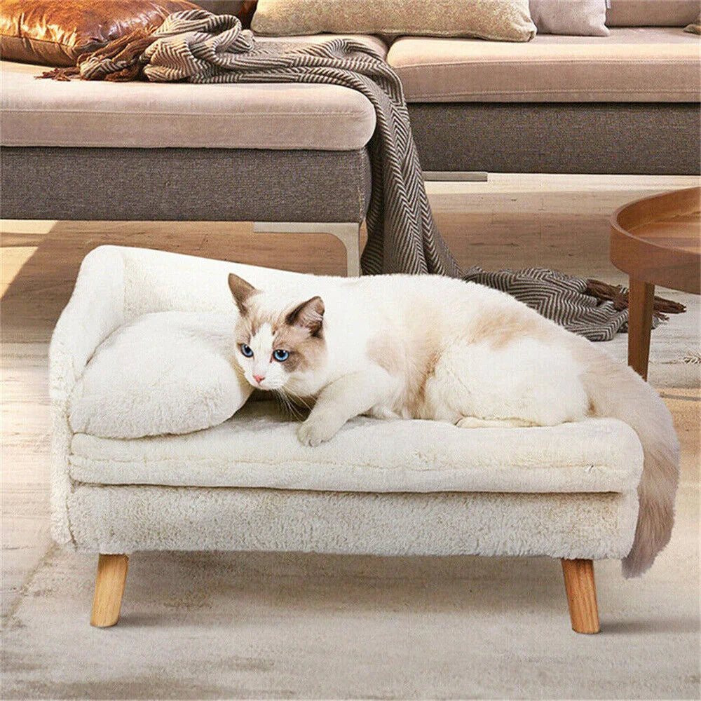 Borwartcn Luxury Elevated Dog Sofa Bed With Backrest Plush