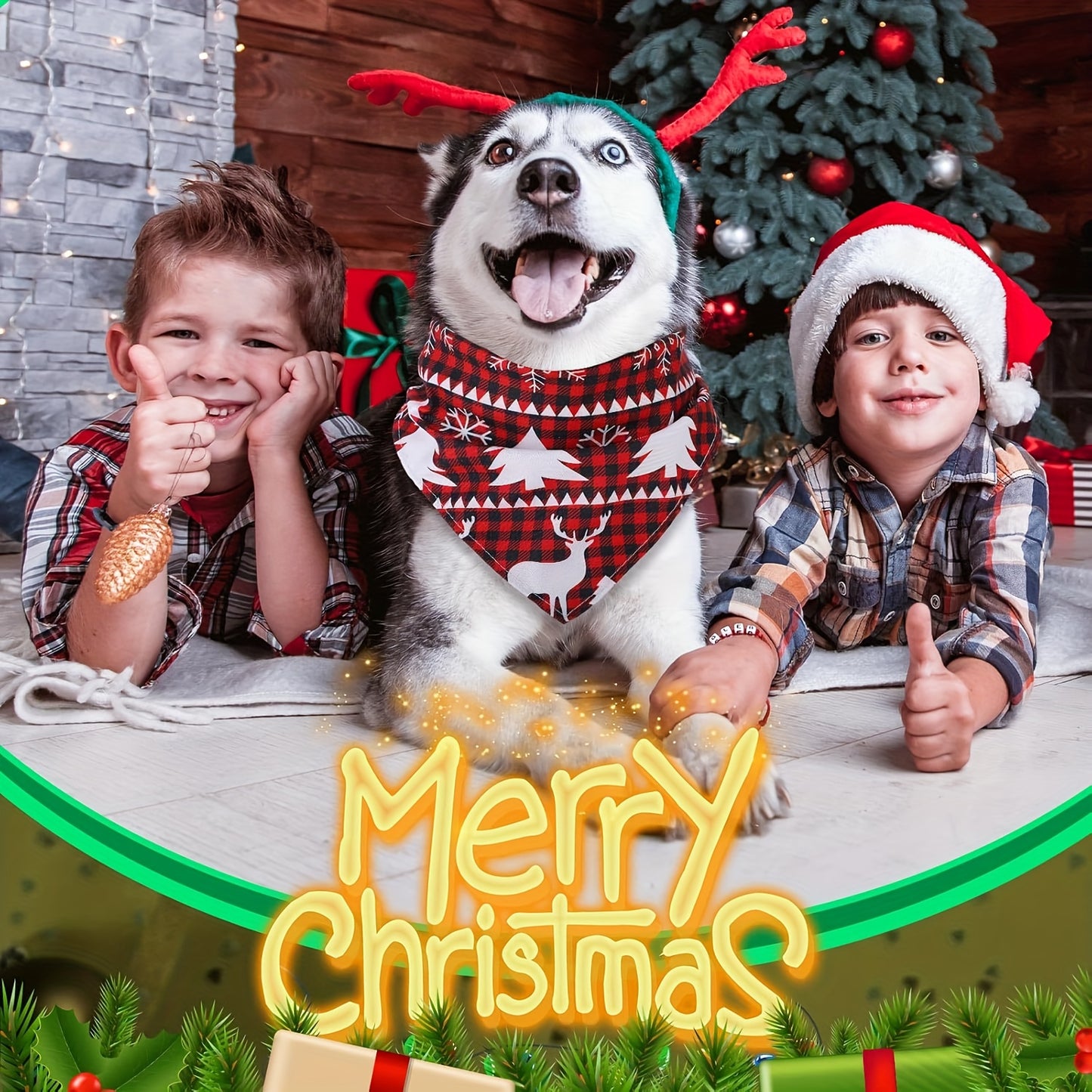 Pet Costume Bandanas 60 Pieces Christmas Snowflake Plaid Dog Scarves