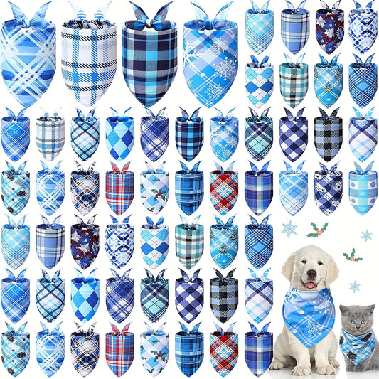 Winter Plaid Dog Bandanas 60 Piece All Season Pack
