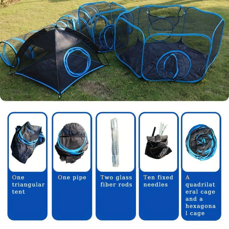 Playful Design Pet Play Tunnel Set 4pc Foldable Playpen For Cats
