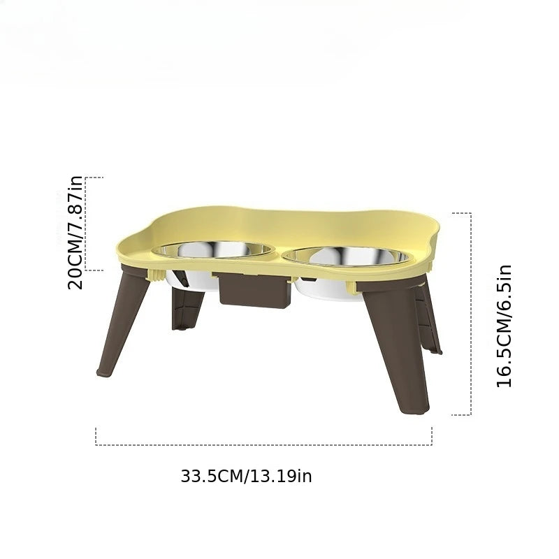 Superdesign Rimmed Table Pet Bowl Stainless Steel Elevated Neck Protection