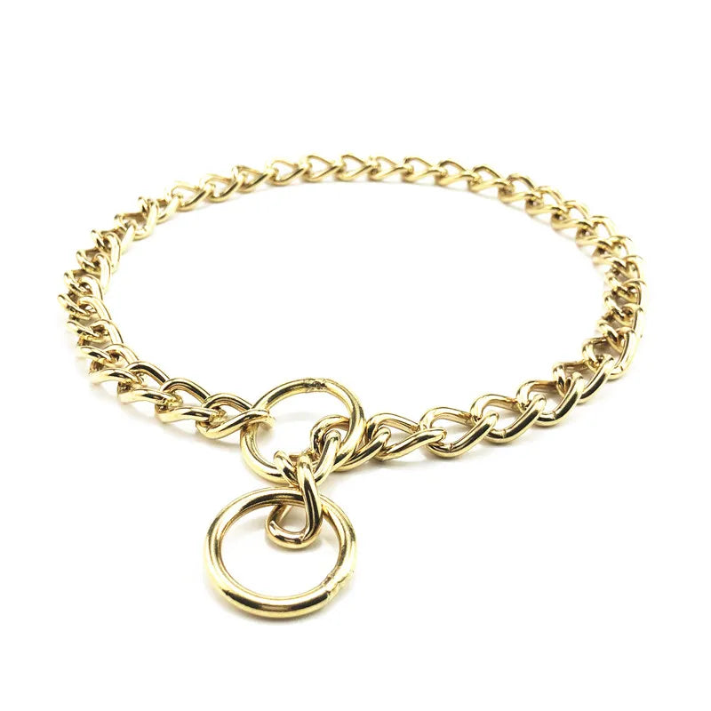 Solid Brass Dog P Chain Leash Collar For Giant Breeds