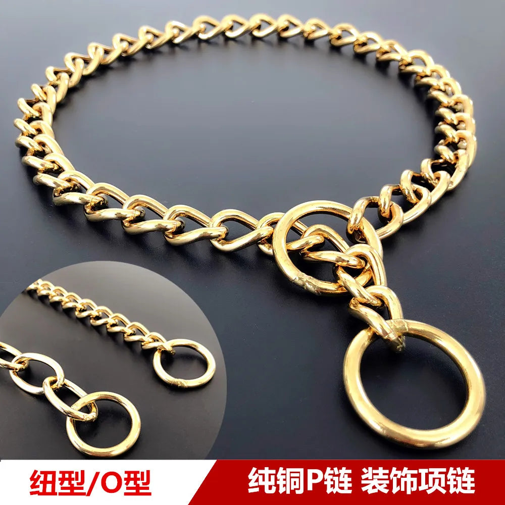 Solid Brass Dog P Chain Leash Collar For Giant Breeds