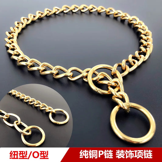 Solid Brass Dog P Chain Leash Collar For Giant Breeds
