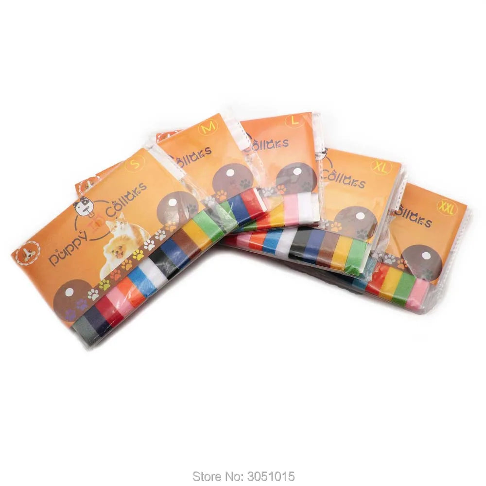 KIYUE Adjustable Nylon Puppy Identification Collars Kit 25 Sets Wholesale