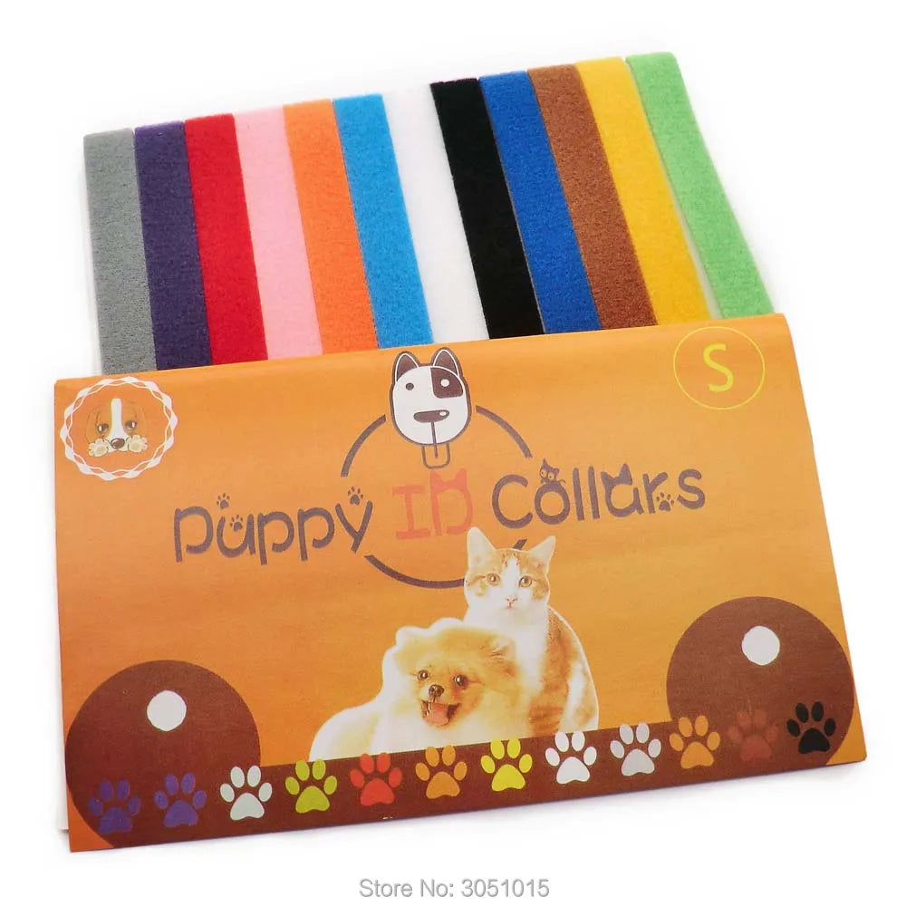 KIYUE Adjustable Nylon Puppy Identification Collars Kit 25 Sets Wholesale