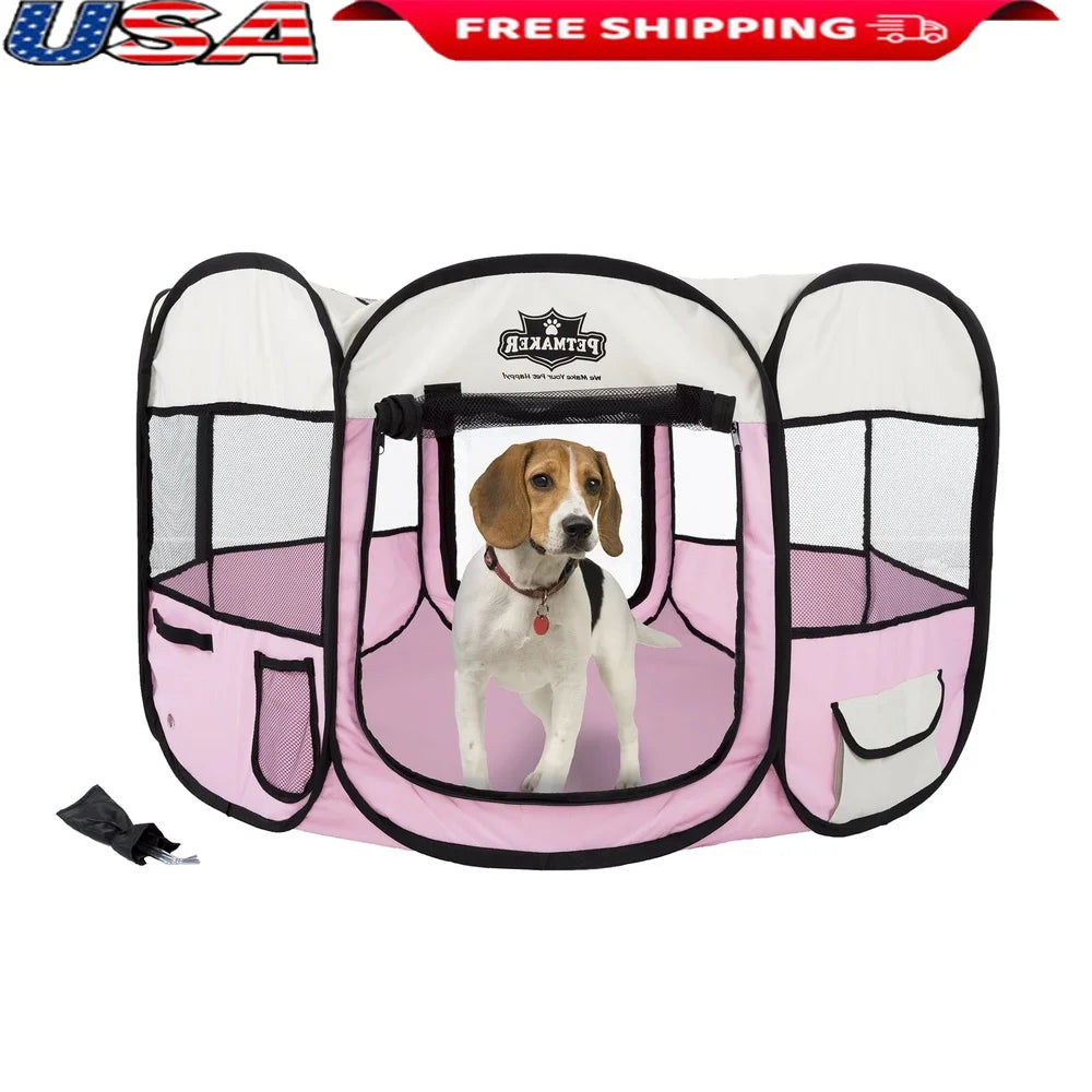 DUTRIEUX Portable Pop Up Pet Play Pen With Carrying Bag