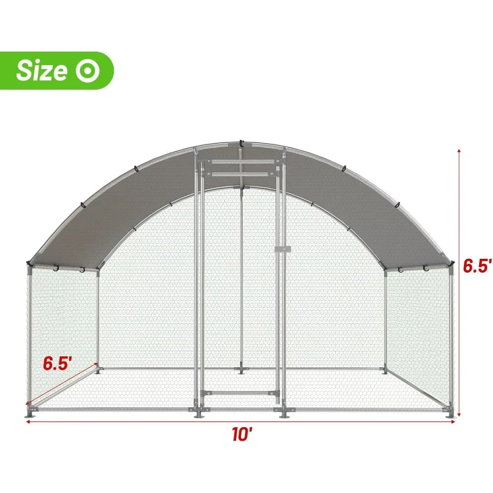 XMSJ Chicken Coop Walk In Metal Poultry Cage Outdoor Run