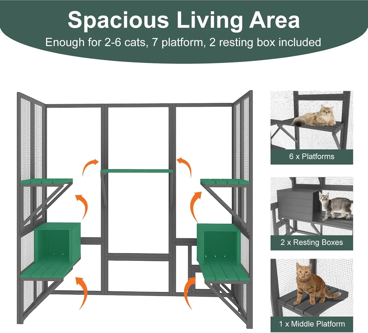 XMSJ Outdoor Cat Enclosure Large Walk In Cage With Roof