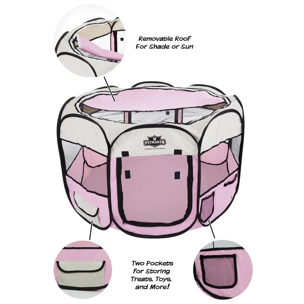 DUTRIEUX Portable Pop Up Pet Play Pen With Carrying Bag