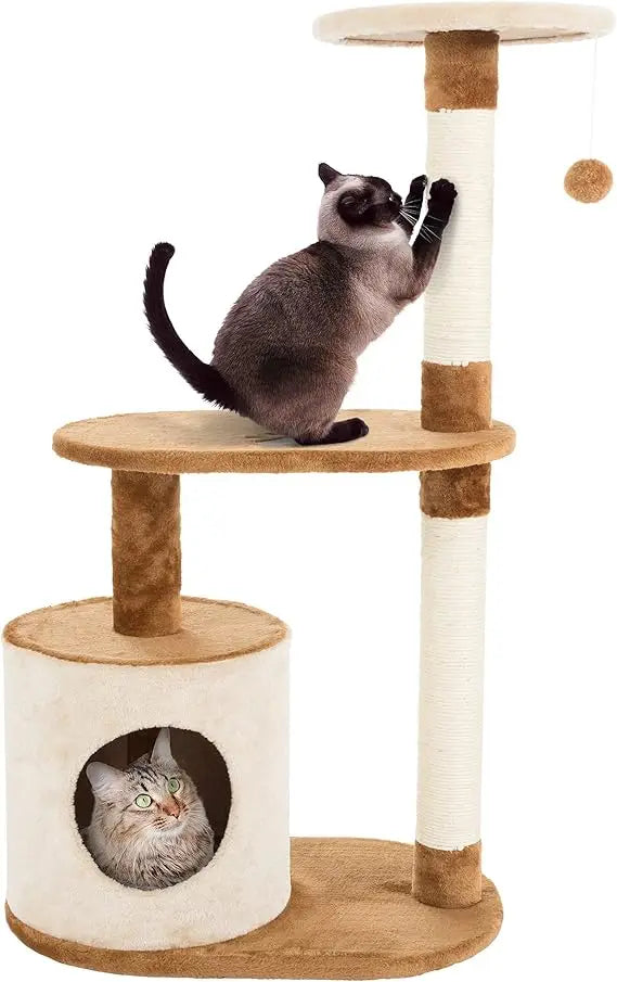 PetMaker Cat Tree Condo 3 Tier With Scratching Posts
