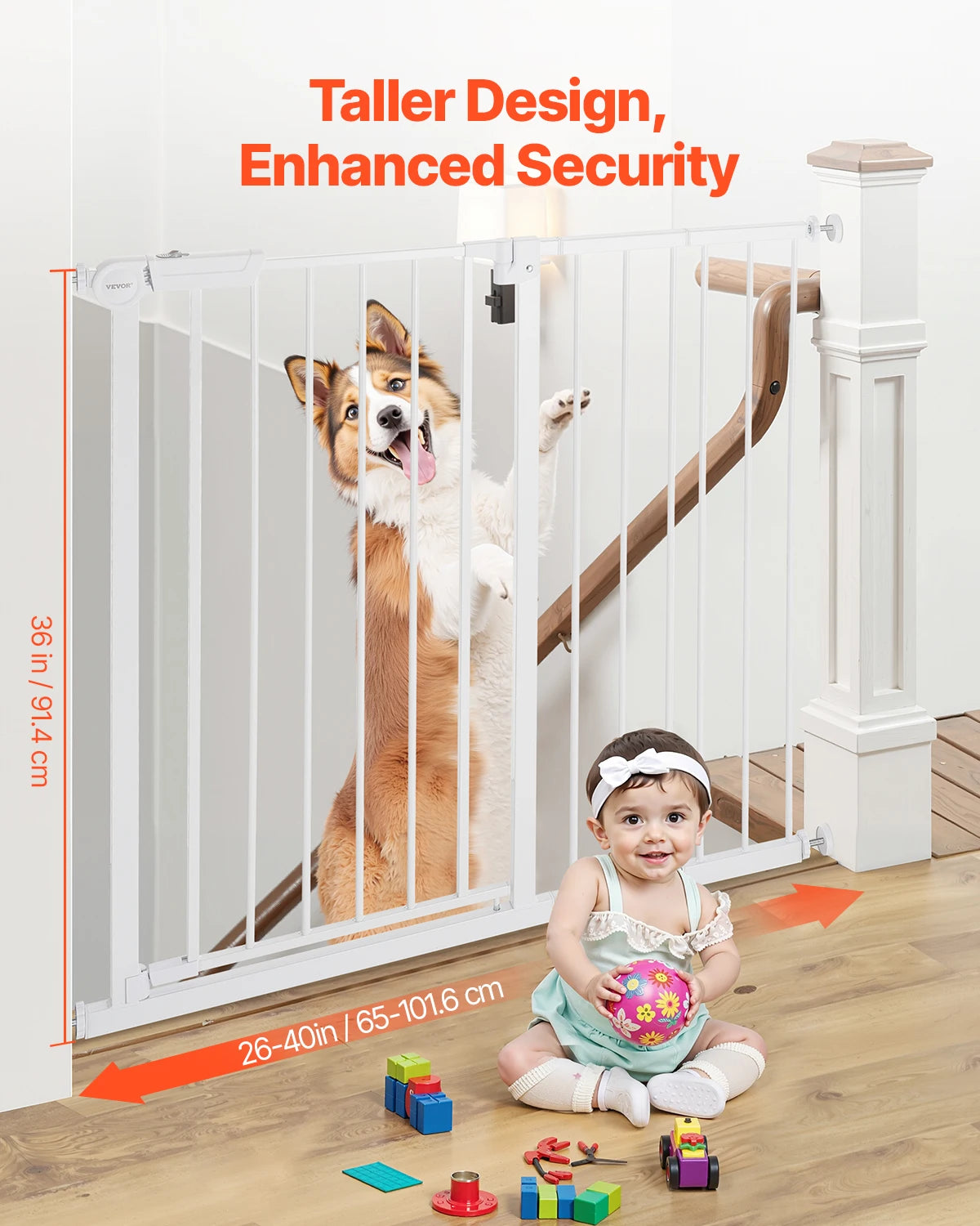 SucceBuy Baby Gate Walk Thru Pressure Mount For Pets