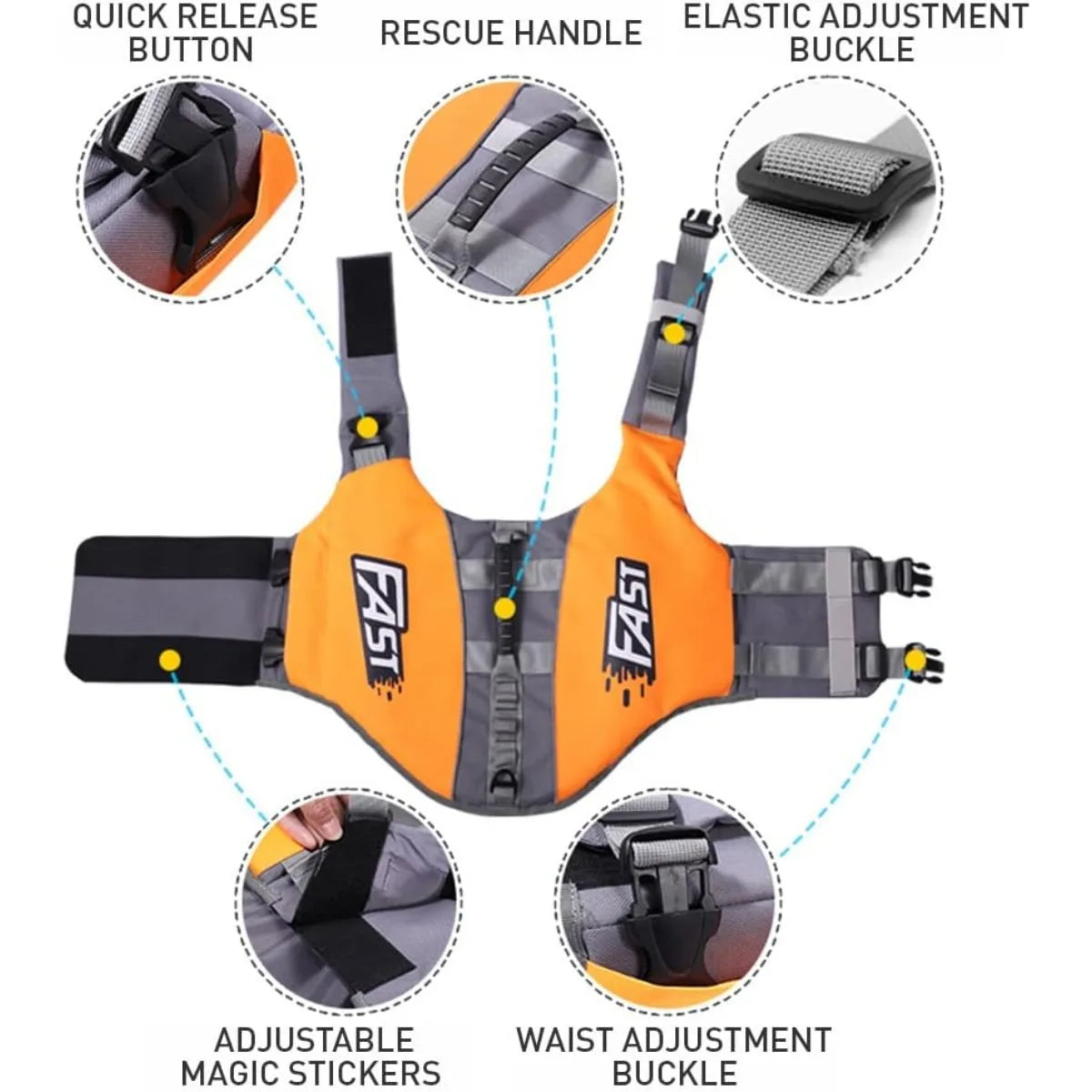 Dog Flotation Vest Adjustable Ripstop Polyester Life Jacket
