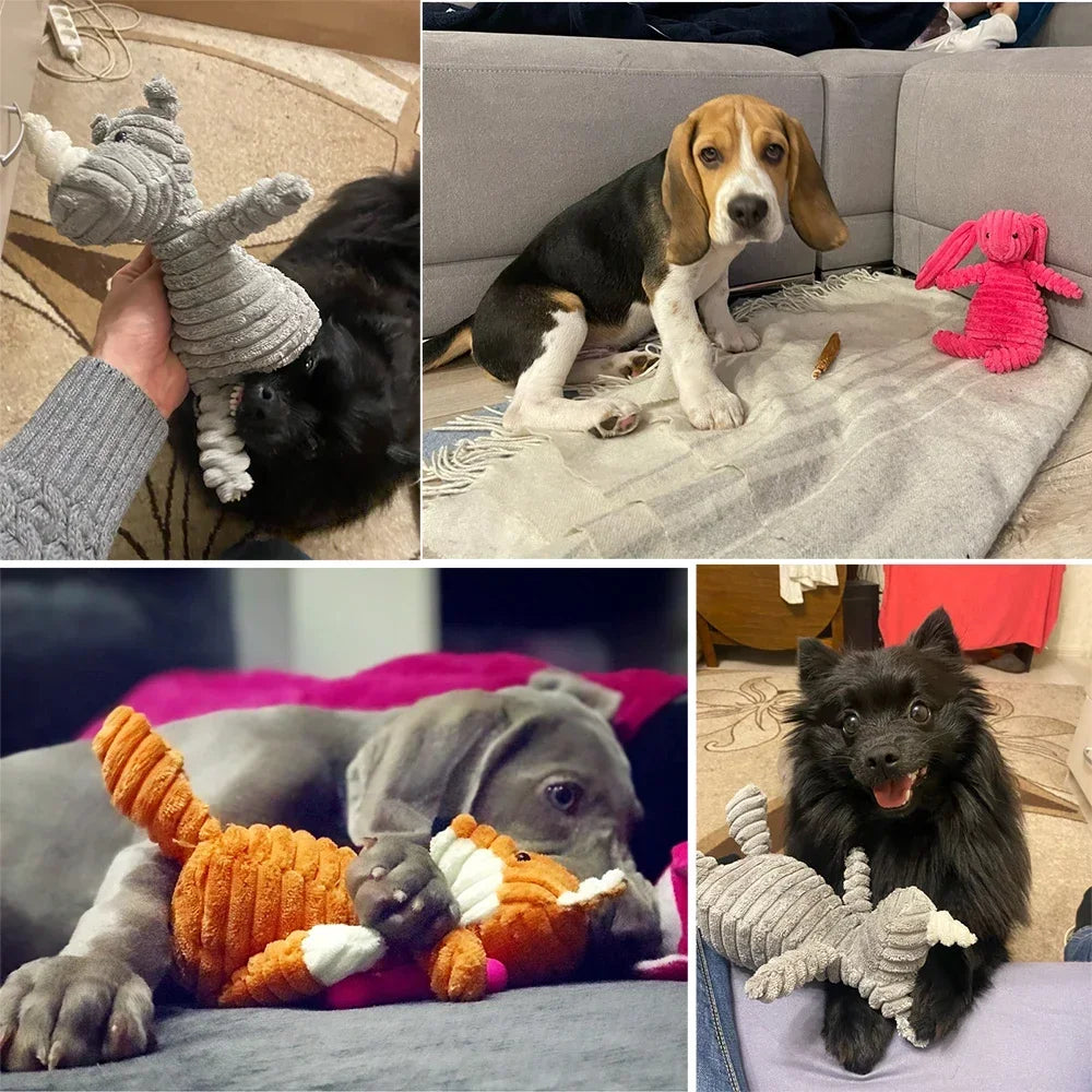 Corduroy Plush Dog Toy Bite Resistant Squeaky For All Dogs
