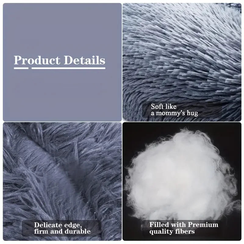 Winter Warm Round Plush Pet Bed For Dogs And Felines