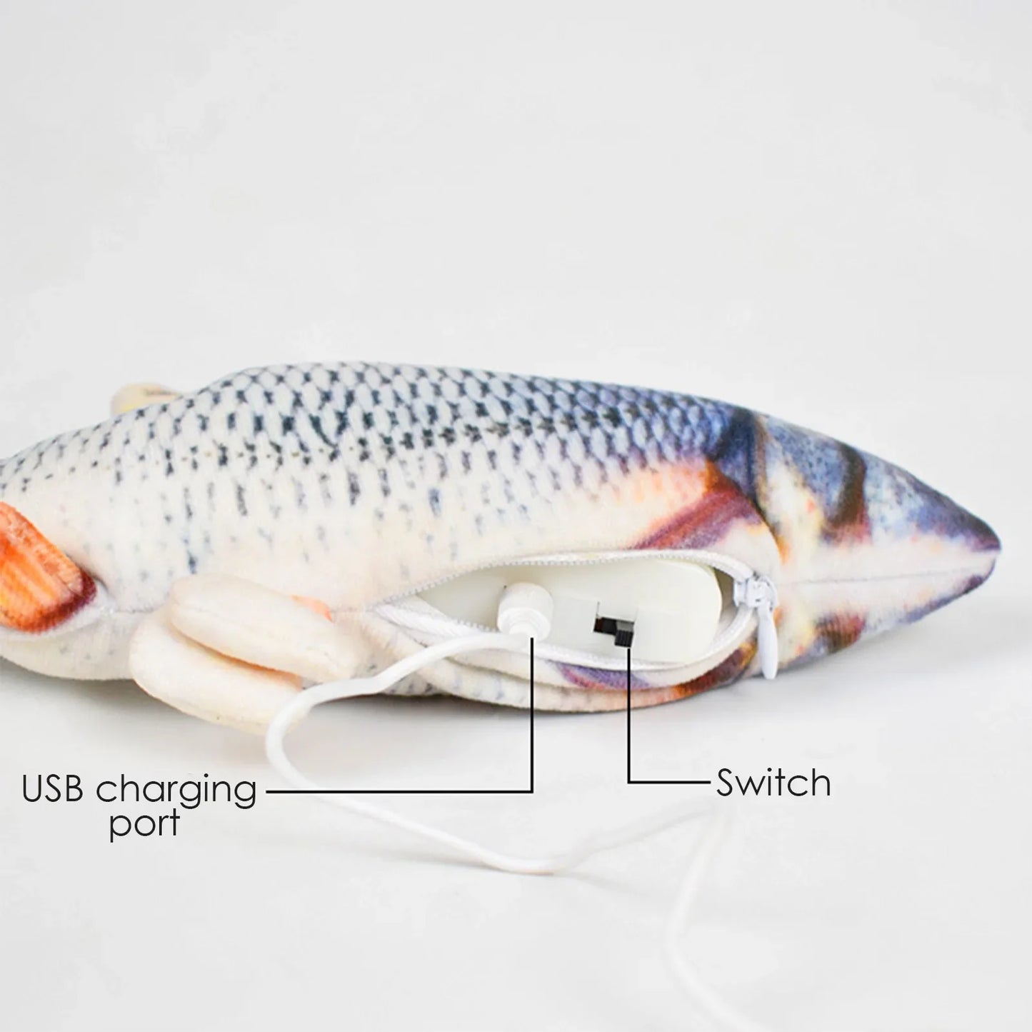 Interactive USB Fish Cat Toy Chew Bite Floppy Realistic Pet