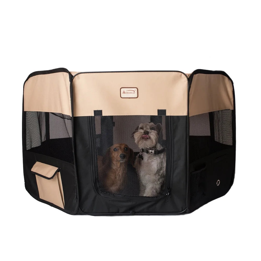 DUTRIEUX Portable Pet Playpen Zip-Off Top And Mesh Vents