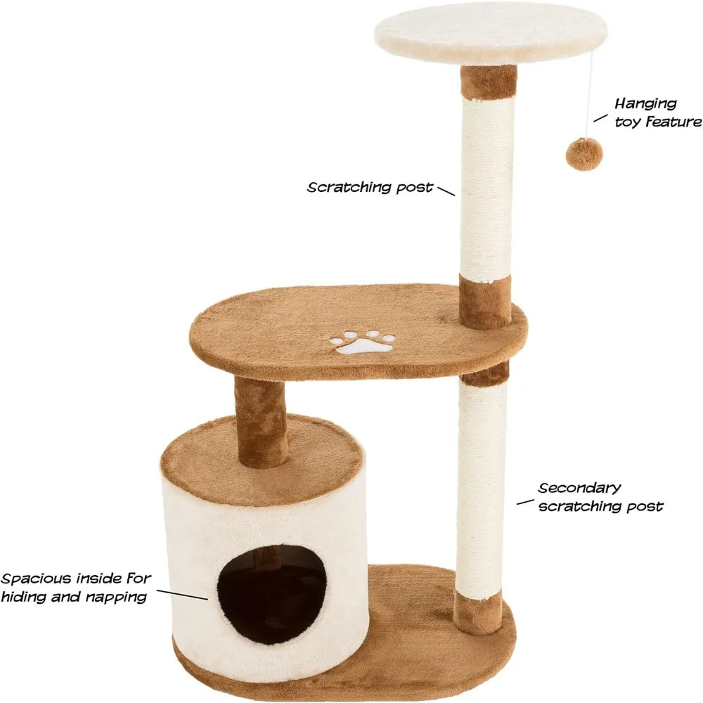PetMaker Cat Tree Condo 3 Tier With Scratching Posts