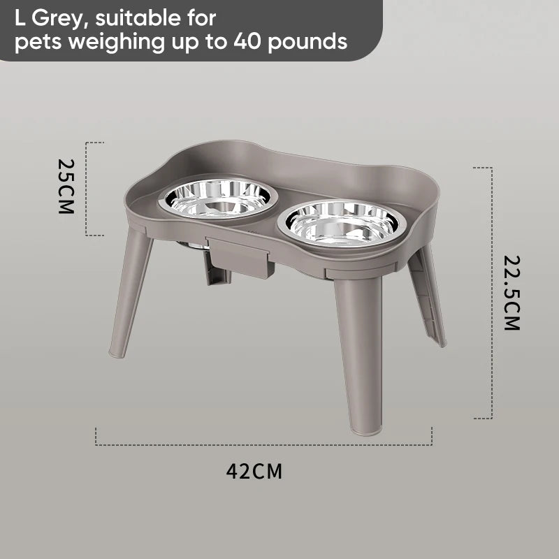 Superdesign Rimmed Table Pet Bowl Stainless Steel Elevated Neck Protection