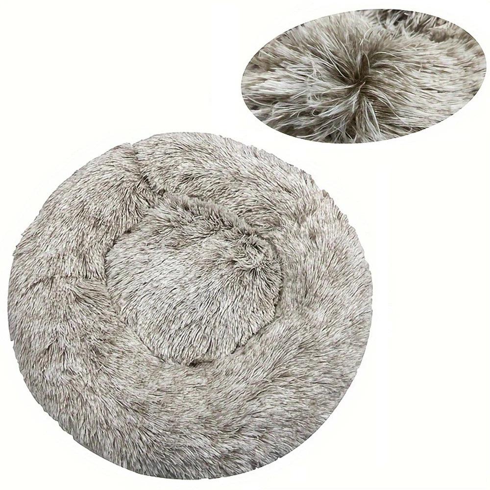Winter Warm Round Plush Pet Bed For Dogs And Felines