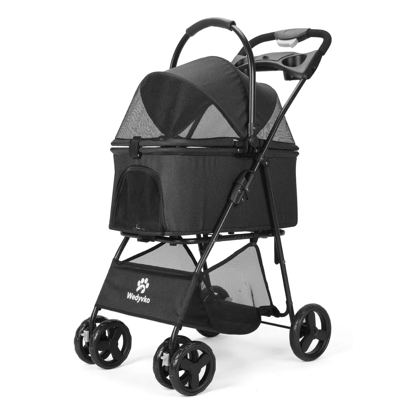 Three-In-One Pet Stroller With Removable Carrier For Small Pets