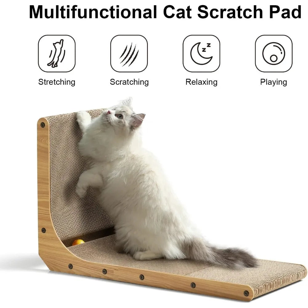 Fukumaru Cat Scratch Pad L Shape Wall Mounted Cardboard Toy