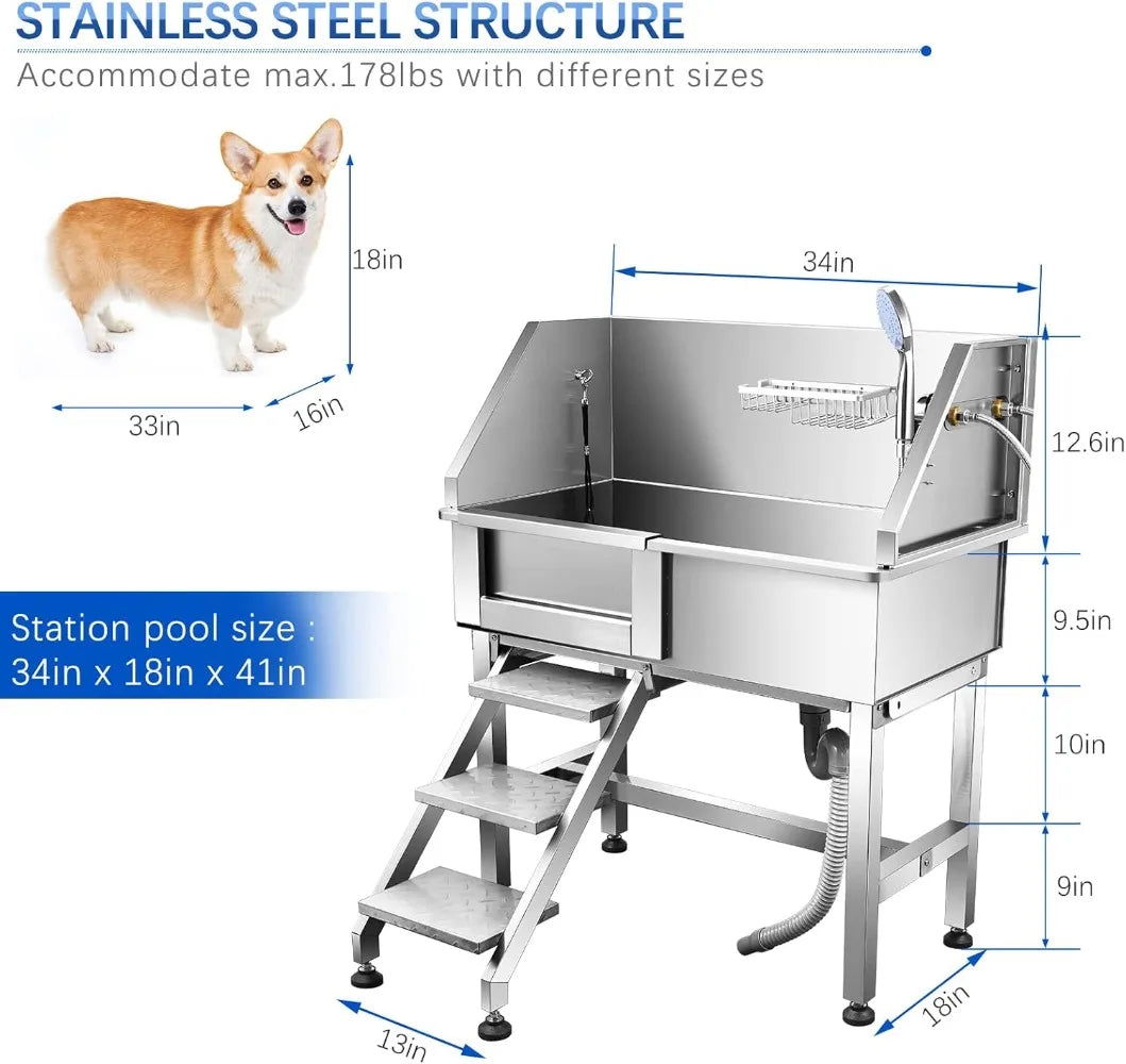 Hign-concerned Dog Bathing Tub With Sliding Door And Stairs